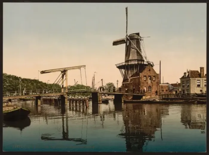 Framed Print : Catharine Bridge and windmill, Haarlem, Holland Framed Print : Catharine Bridge and windmill, Haarlem, Holland