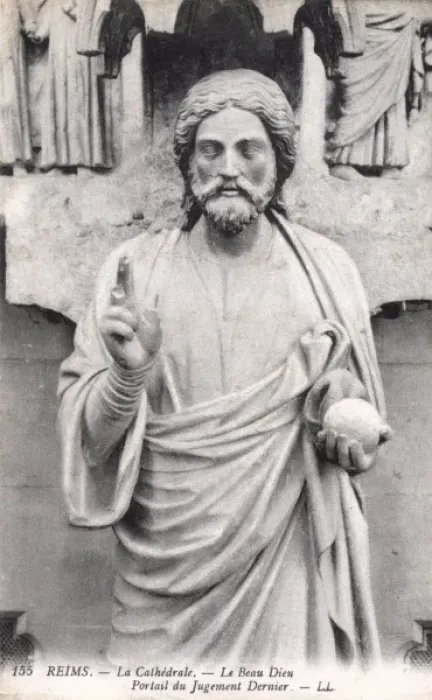 Framed Print : Cathedral at Riems, France - Carving of Jesus Framed Print : Cathedral at Riems, France - Carving of Jesus