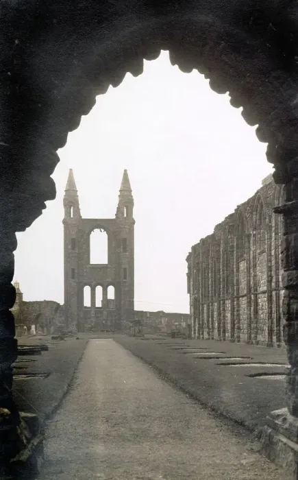 Framed Print : Cathedral of St Andrew, viewed through west door, looking east, St Andrews, Fife, Scotland Date: 1930s Framed Print : Cathedral of St Andrew, viewed through west door, looking east, St Andrews, Fife, Scotland Date: 1930s