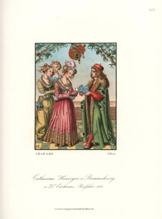 Framed Print : Catherine of Brunswick-Wolfenbuttel receiving a book Framed Print : Catherine of Brunswick-Wolfenbuttel receiving a book