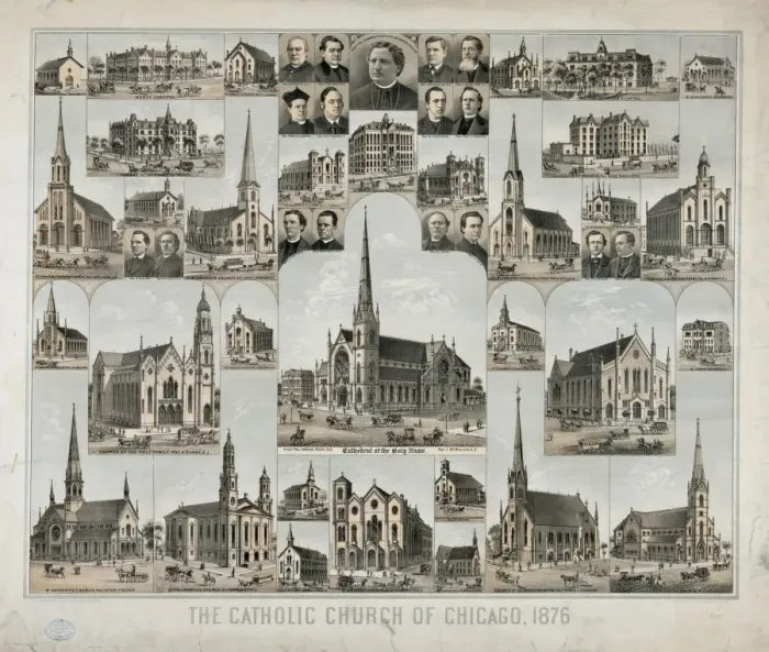 Framed Print : The Catholic church of Chicago, 1876 Framed Print : The Catholic church of Chicago, 1876