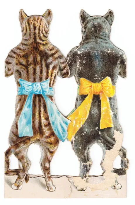 Framed Print : Two cats (back) on a cutout Christmas card Framed Print : Two cats (back) on a cutout Christmas card