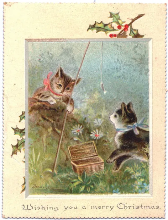 Framed Print : Two cats on a Christmas card Framed Print : Two cats on a Christmas card
