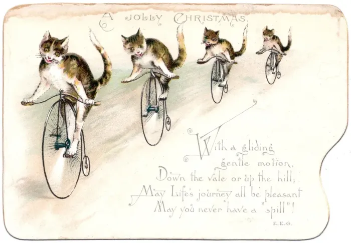 Framed Print : Four cats on a Christmas card Framed Print : Four cats on a Christmas card