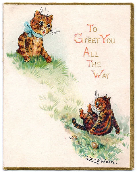 Two cats on a greetings card