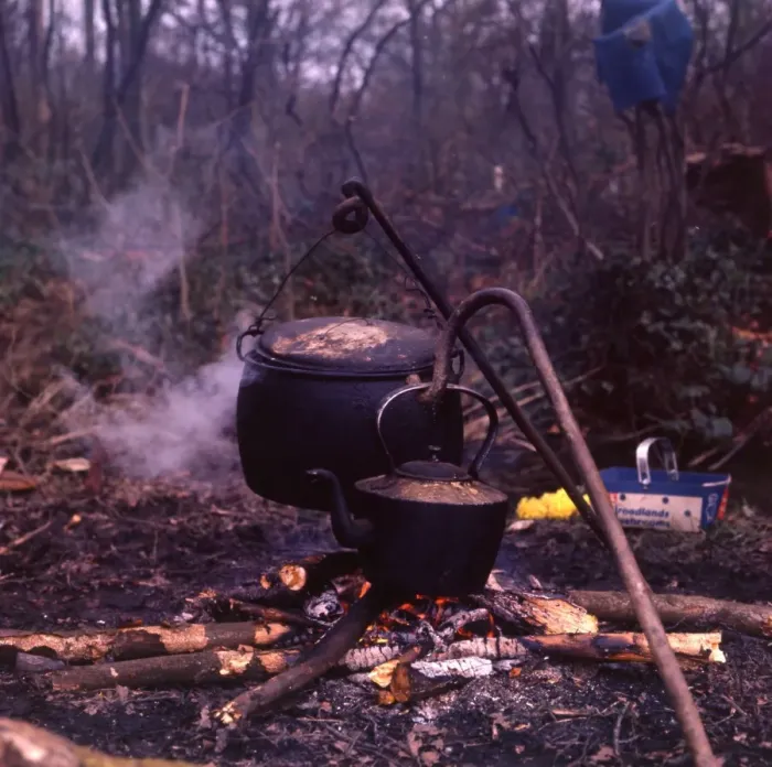 Framed Print : Cauldron and kettle at a gipsy encampment Framed Print : Cauldron and kettle at a gipsy encampment