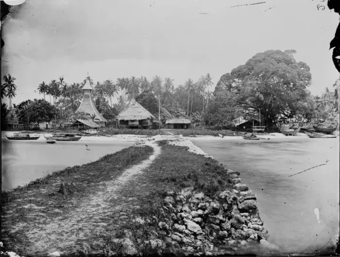 Framed Print : Causeway and Houses, Ki Dulan, Moluccas, Indonesia Framed Print : Causeway and Houses, Ki Dulan, Moluccas, Indonesia