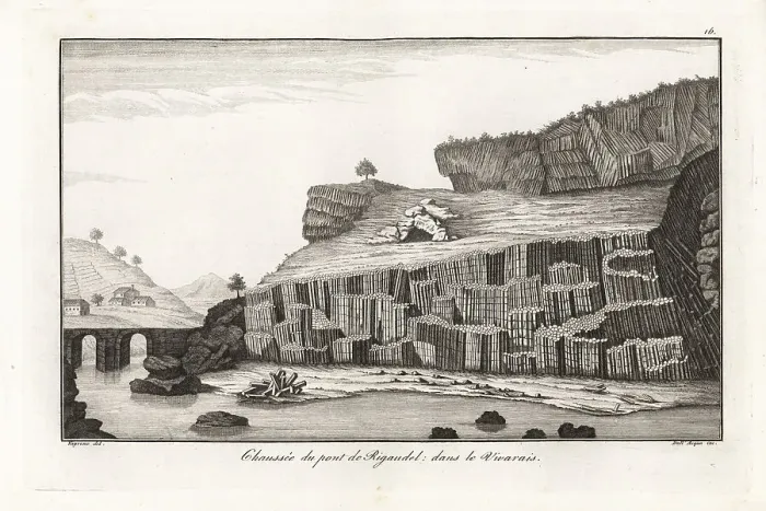 Framed Print : Causeway at Rigaudel bridge, Vivarais, France, 18th century Framed Print : Causeway at Rigaudel bridge, Vivarais, France, 18th century