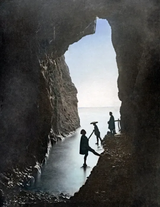 Framed Print : Cave at Enoshima, Japan, circa 1880s Framed Print : Cave at Enoshima, Japan, circa 1880s