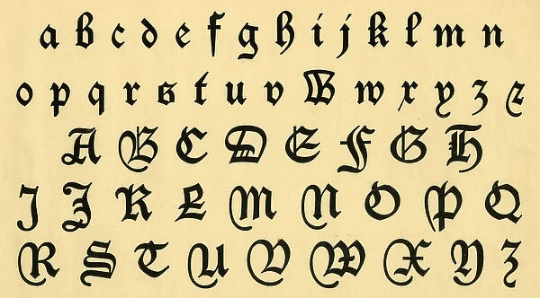 Caxton alphabet, upper and lower case A-Z