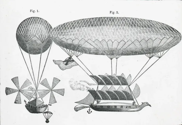 Framed Print : Cayleys improved design for a Navigable Balloon, 1783 Framed Print : Cayleys improved design for a Navigable Balloon, 1783