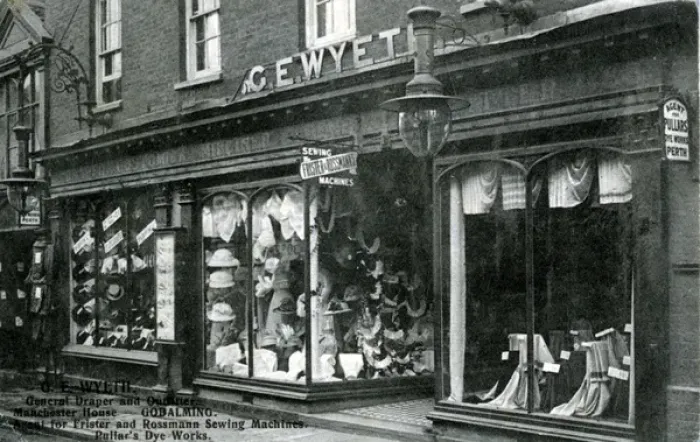 Framed Print : CE Wyeth - Drapers Shop, Godalming, Surrey Framed Print : CE Wyeth - Drapers Shop, Godalming, Surrey