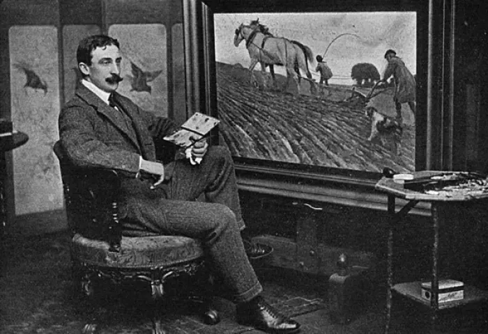 Framed Print : Cecil Aldin in his studio Framed Print : Cecil Aldin in his studio