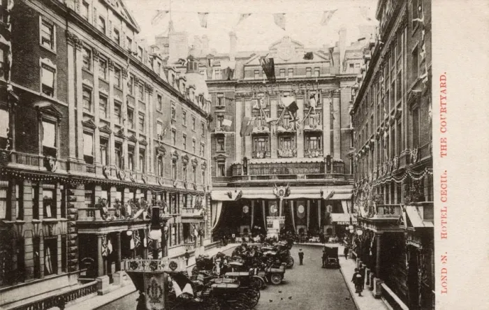 Framed Print : The Cecil Hotel, London - entrance courtyard Framed Print : The Cecil Hotel, London - entrance courtyard