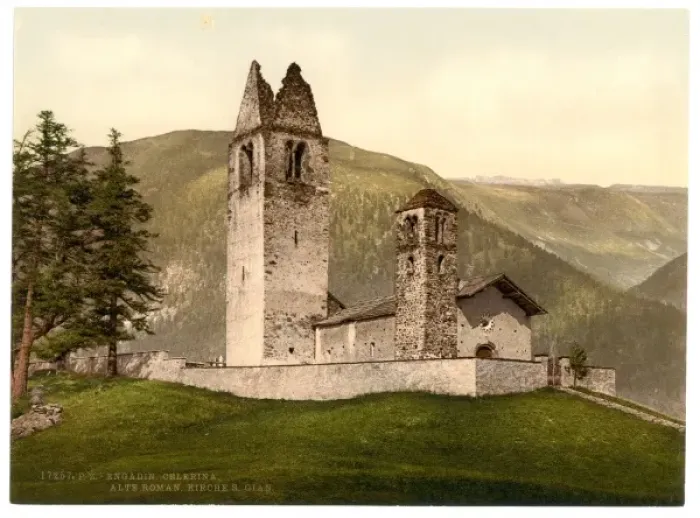Framed Print : Celerina, Old Roman Church of St. Gian, Aargau, Switzerland Framed Print : Celerina, Old Roman Church of St. Gian, Aargau, Switzerland