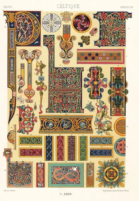 Framed Print : Celtic manuscript ornament, 7th to 11th centuries Framed Print : Celtic manuscript ornament, 7th to 11th centuries