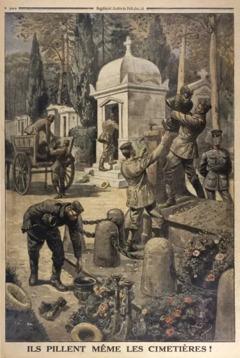 Framed Print : Cemetery Looting 1917 Framed Print : Cemetery Looting 1917