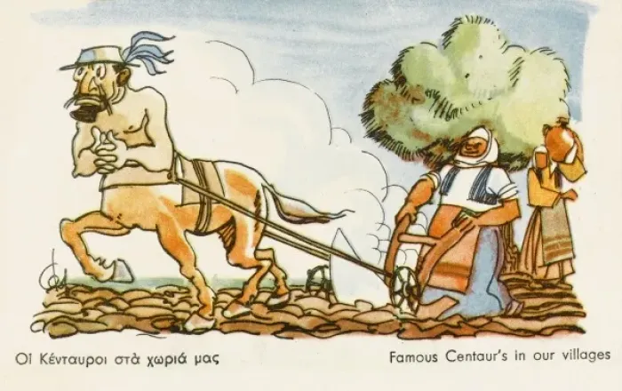Framed Print : A Centaur pulling a plough Framed Print : A Centaur pulling a plough