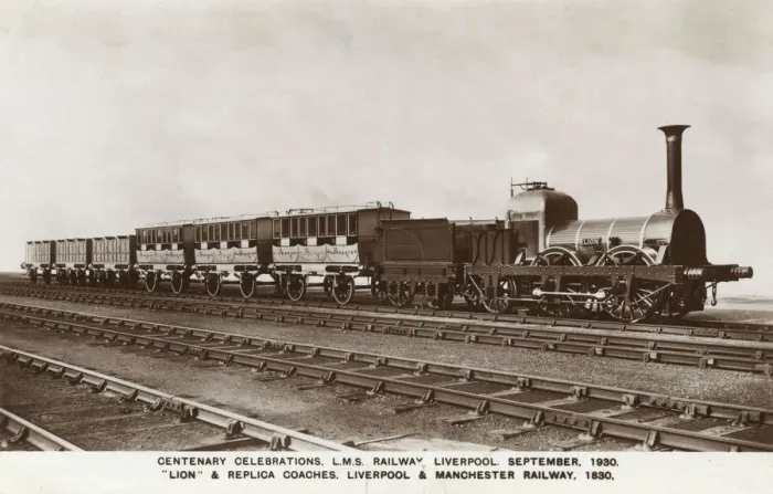 Framed Print : Centenary celebrations with replica train, Liverpool Framed Print : Centenary celebrations with replica train, Liverpool