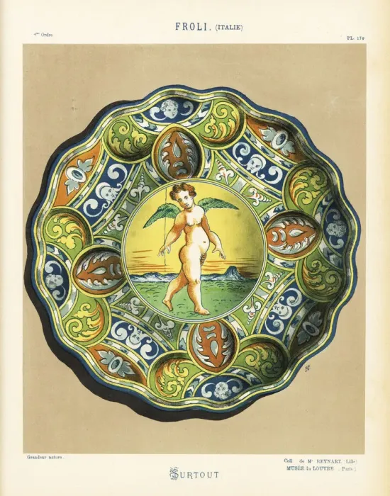 Framed Print : Centerpiece in Renaissance maiolica tin-glazed Framed Print : Centerpiece in Renaissance maiolica tin-glazed