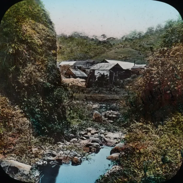 Framed Print : Central America - Gold Mining - Lantern Slide series Framed Print : Central America - Gold Mining - Lantern Slide series