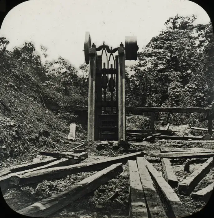 Framed Print : Central America - Gold Mining - Lantern Slide series Framed Print : Central America - Gold Mining - Lantern Slide series