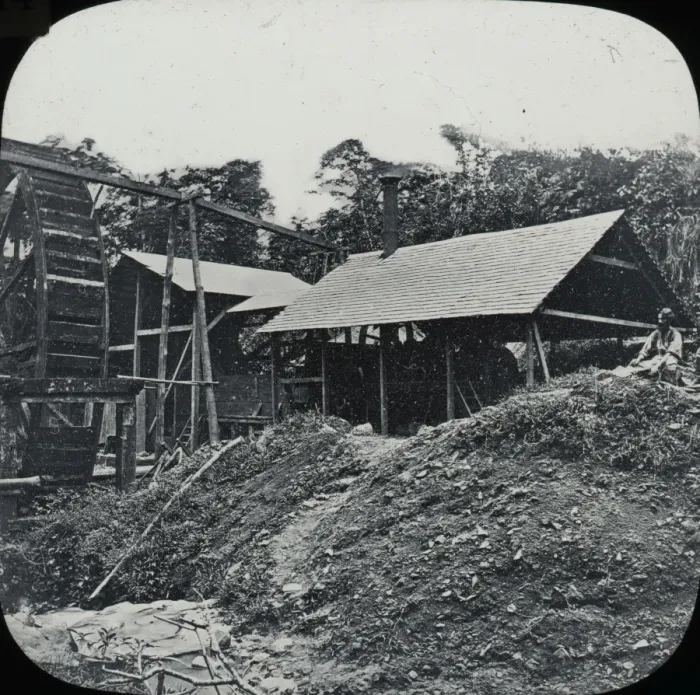 Framed Print : Central America - Gold Mining - Lantern Slide series Framed Print : Central America - Gold Mining - Lantern Slide series