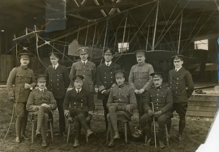 Framed Print : Central Flying School, Upavon, January 1913. From left: ? Framed Print : Central Flying School, Upavon, January 1913. From left: ?