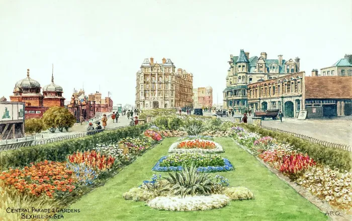 Framed Print : Central Parade and Gardens, Bexhill on Sea, East Sussex Framed Print : Central Parade and Gardens, Bexhill on Sea, East Sussex