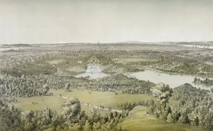 Framed Print : Central Park New York City looking south from the observator Framed Print : Central Park New York City looking south from the observator