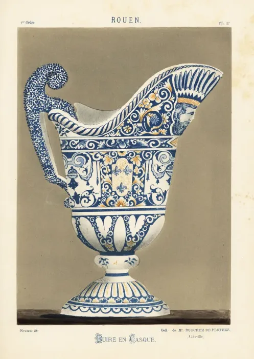 Framed Print : Ceramic ewer in the shape of a helmet, Rouen, France Framed Print : Ceramic ewer in the shape of a helmet, Rouen, France