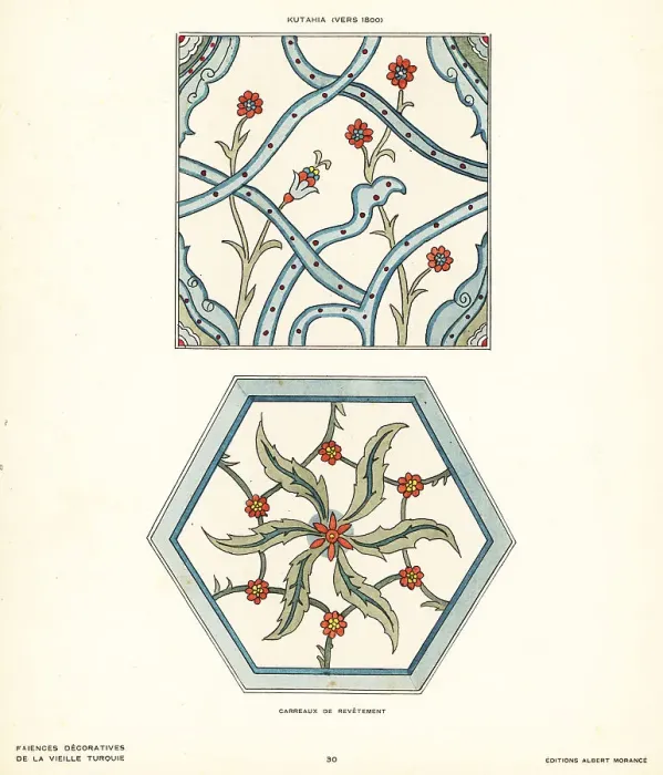 Framed Print : Ceramic floor tiles decorated with flowers and foliage made in K Framed Print : Ceramic floor tiles decorated with flowers and foliage made in K