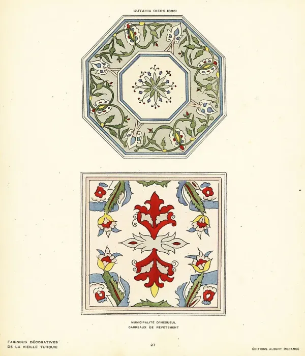 Framed Print : Ceramic floor tiles decorated with flowers and foliage made in K Framed Print : Ceramic floor tiles decorated with flowers and foliage made in K