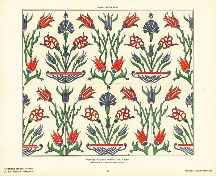 Framed Print : Ceramic wall tiles decorated with tulips and flowers made in Izn Framed Print : Ceramic wall tiles decorated with tulips and flowers made in Izn