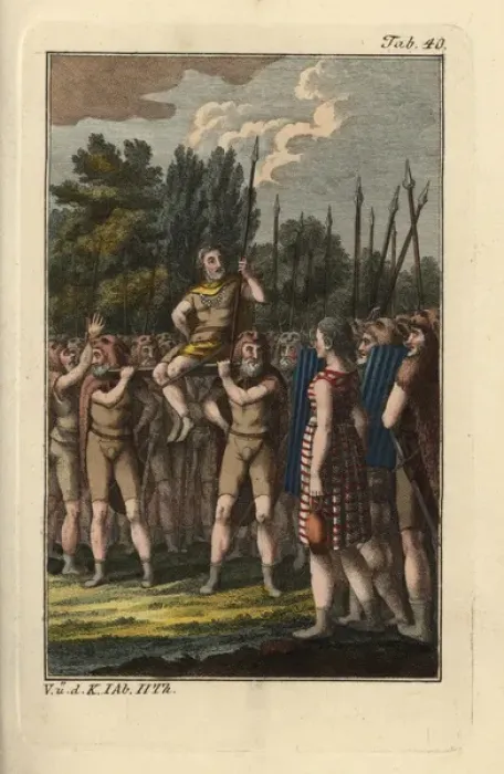 Framed Print : Ceremonial election of a duke among the Franks