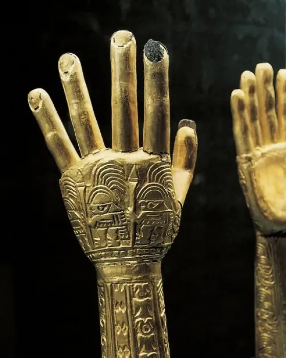 Framed Print : Ceremonial gold hands with embossed decoration Framed Print : Ceremonial gold hands with embossed decoration