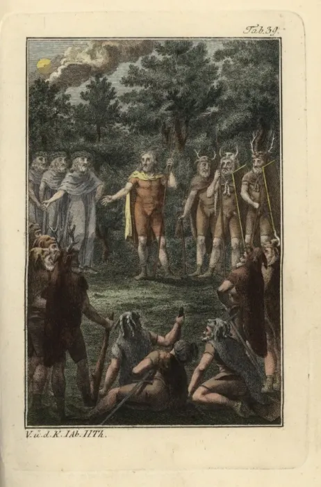 Framed Print : Ceremony at a German tribal meeting Men wearing Framed Print : Ceremony at a German tribal meeting Men wearing