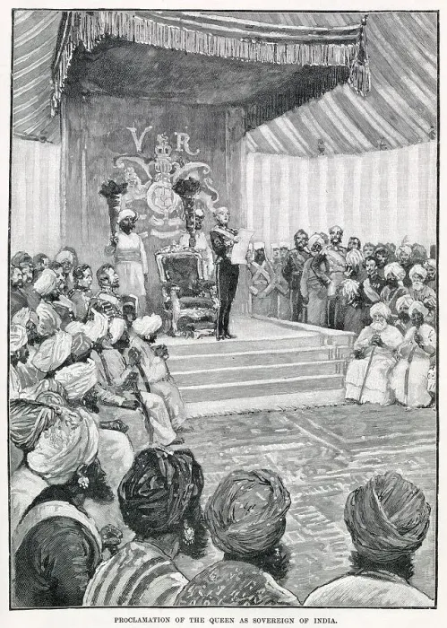 Framed Print : Ceremony in which the proclamation of Queen Victoria as Empress of India. Date: 1877 Framed Print : Ceremony in which the proclamation of Queen Victoria as Empress of India. Date: 1877