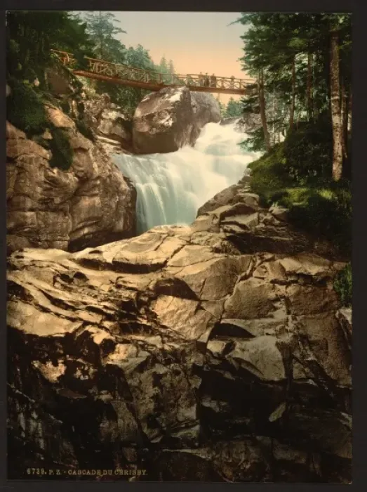 Framed Print : Cerisy (i. e. Cerisey) waterfall, Pyrenees, France Framed Print : Cerisy (i. e. Cerisey) waterfall, Pyrenees, France