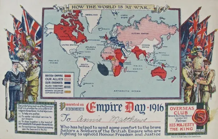 Framed Print : A Certificate from the Overseas Club in 1916 Framed Print : A Certificate from the Overseas Club in 1916