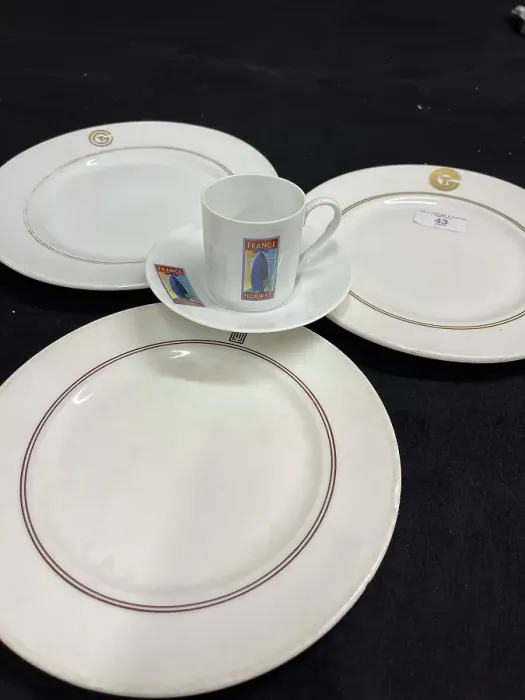 Framed Print : CGT Limoges First Class dinner plates, cup and saucer Framed Print : CGT Limoges First Class dinner plates, cup and saucer