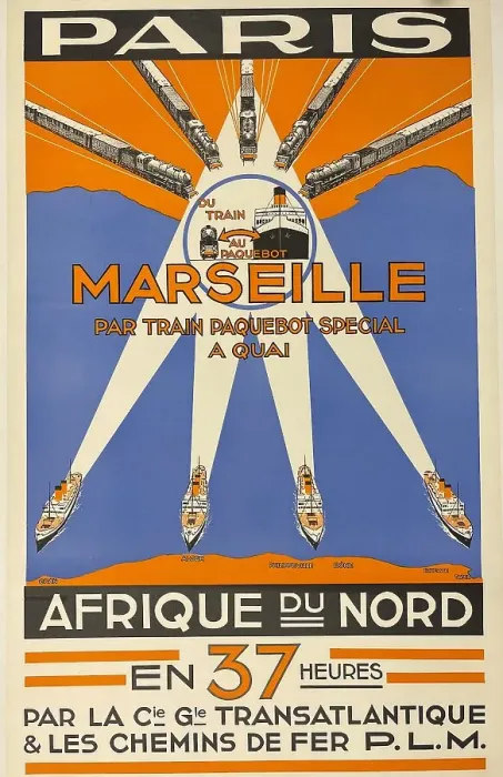 Framed Print : CGT / PLM Poster, Paris to Marseille and North Africa Framed Print : CGT / PLM Poster, Paris to Marseille and North Africa