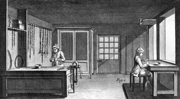 Framed Print : Chain Workshop 18th C Framed Print : Chain Workshop 18th C