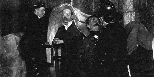 Chamber of Horrors waxworks damaged by water, 1925