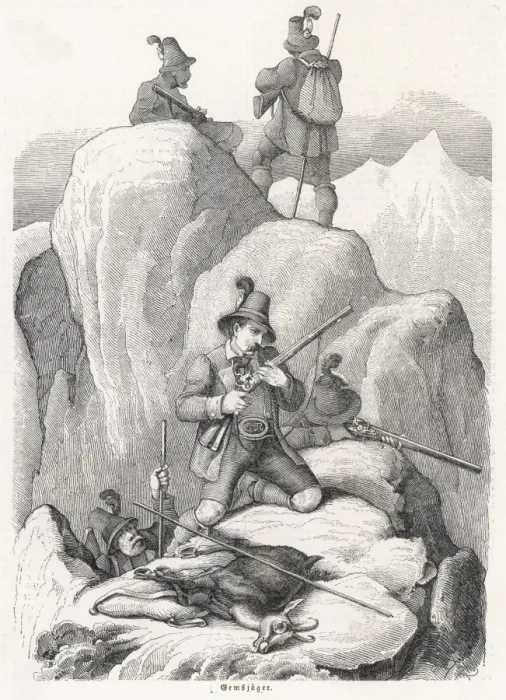 Framed Print : Chamois Hunters Framed Print : Chamois Hunters