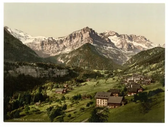 Framed Print : Champery, general view, Valais, Alps of, Switzerland Framed Print : Champery, general view, Valais, Alps of, Switzerland