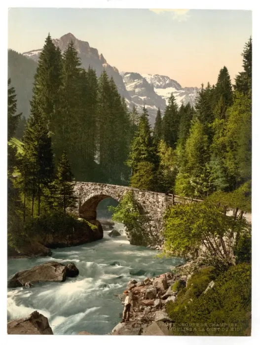 Framed Print : Champery, Moulins Bridge and Dent du Midi on the Road to Cha Framed Print : Champery, Moulins Bridge and Dent du Midi on the Road to Cha