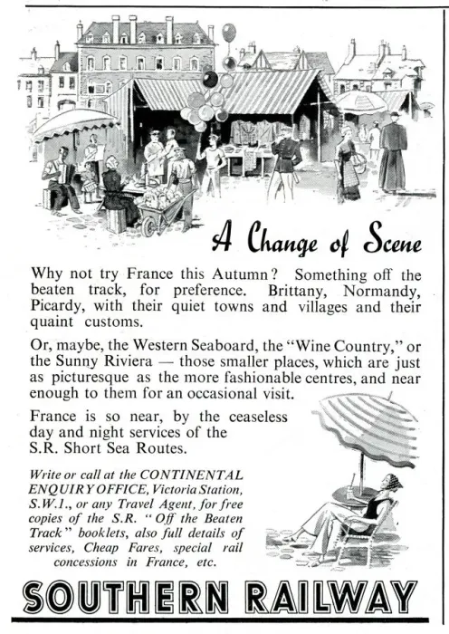 Framed Print : A Change of Scene - Advert for Southern Railway 1939 Framed Print : A Change of Scene - Advert for Southern Railway 1939