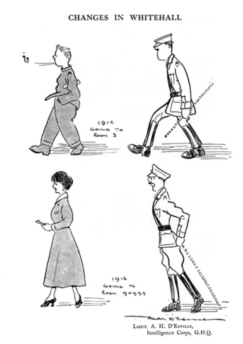 Framed Print : Changes in Whitehall, WW1 cartoon Framed Print : Changes in Whitehall, WW1 cartoon