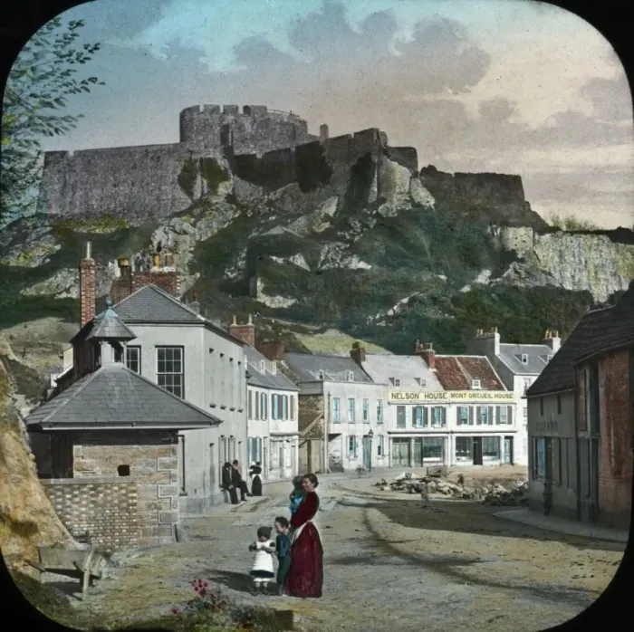 Framed Print : The Channel Islands - Castle from Village Framed Print : The Channel Islands - Castle from Village